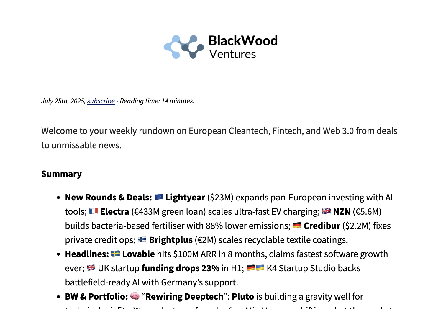 Week 30 - Industry Briefing 